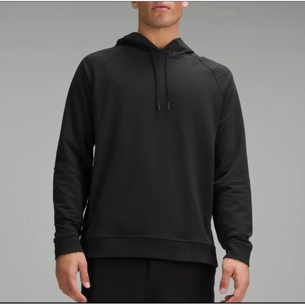 Lululemon Men's Large Black City Sweat Pullover Hoodie Raglan Sleeve Pockets